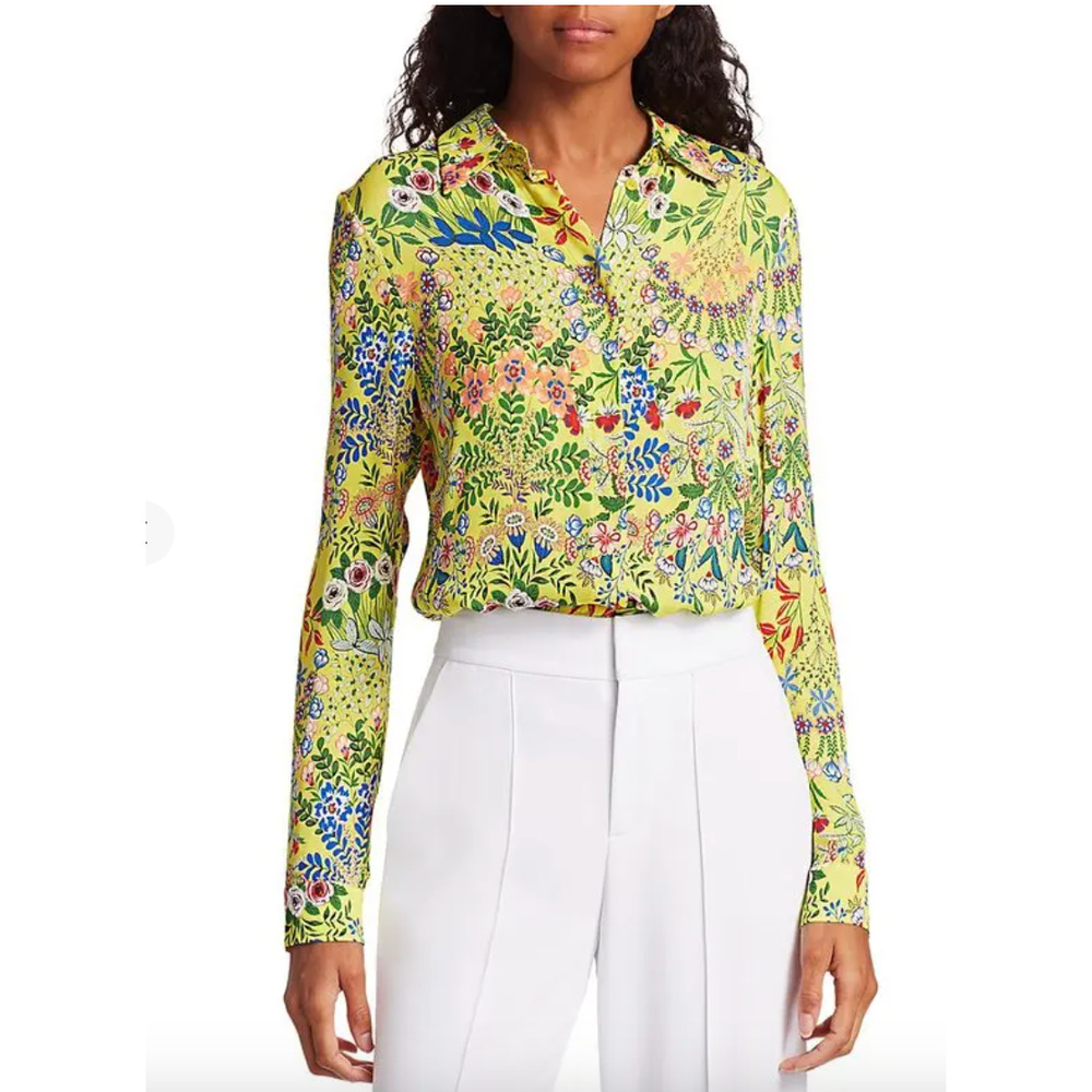 Alice + Olivia Yellow Floral Button-Down Shirt